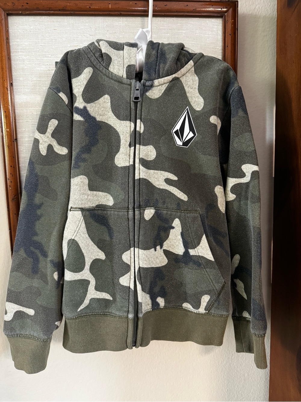Volcom Kids Olive & Black Camo Zip Hoodie